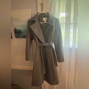 H&M Tie Belt Wrap Coat XS Gray